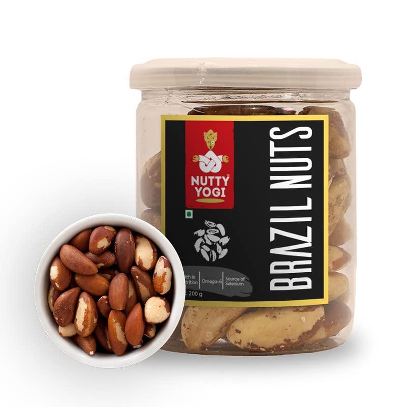 NUTTY YOGI Nutty Yogi Brazil Nuts 200g Pack, Rich in Iron, Calcium zinc and Above All Selenium, Boost Immunity and Feed The Brain | Jumbo Brazil Nuts | Dry Fruits