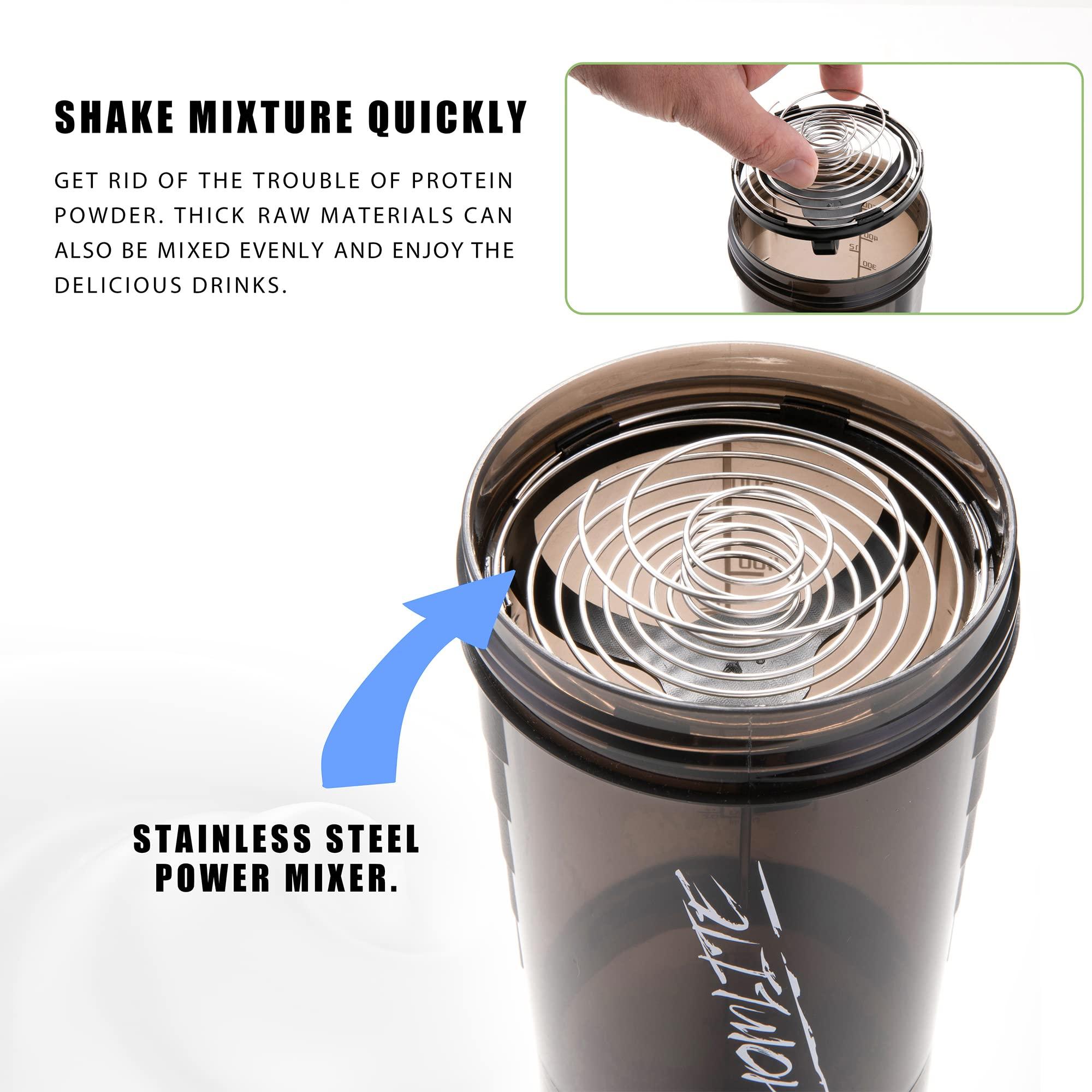 Homlite HOMLITE Protein Shaker Bottle Non-Slip 3 Layer Twist Off, Leak-Proof Blender Bottle with Supplement and Pill Storage Compartment (Blue)