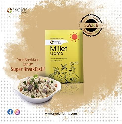 Svojas Farms Svojas Farms Millet Upma | Gluten-Free, Preservative-Free, Quick & Healthy Breakfast Mix | Twin Pack | Great Taste | Great Source of Protein & Fiber | Made with Premium Quality Sorghum Millets | Easy, Delicious & Nutritious Breakfast Option for Whole