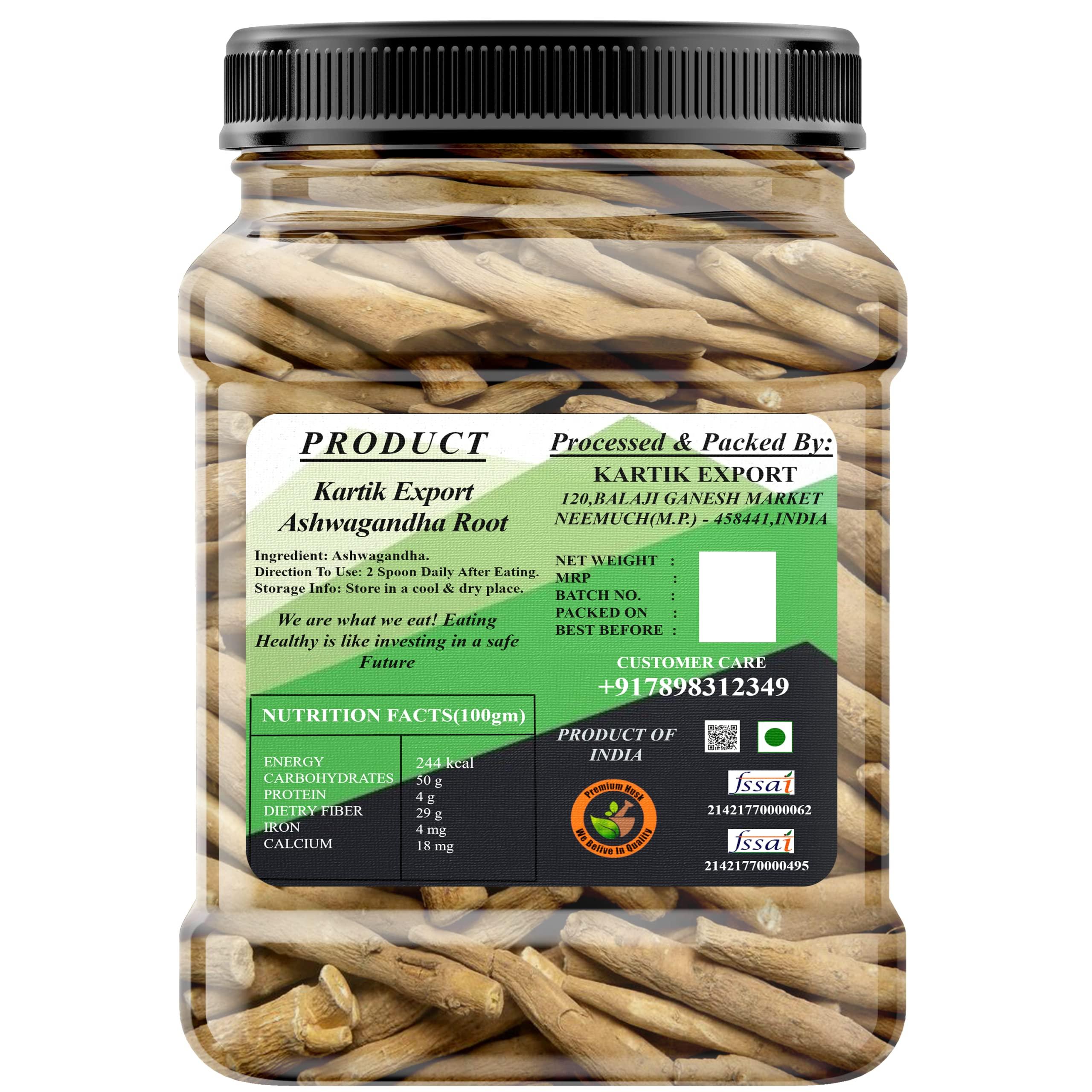 Kartik Export Kartik Export Ashwagandha Root - Asgandh - Withania Somnifera [ Height Growth & Stress Relief ] (250 gm)(Jar Pack)