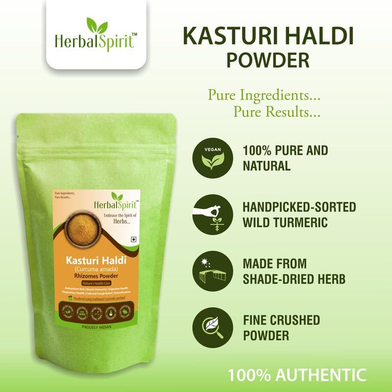 HerbalSpirit Herbal Spirit Kasturi Haldi Powder for Health, 100gm | Kasturi Manjal Powder | Amba Haldi Powder | Wild Turmeric Powder | Kasturi Turmeric Powder | Kasturi Haldi Powder for Face Beauty | Kasuri Haldi