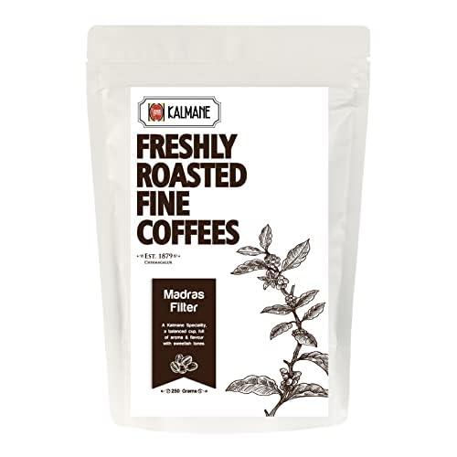 Kalmane Koffees Kalmane Koffees | Madras Filter - Medium Grind Ground Coffee Powder Made with 100% Specialty Grade Arabica - Roasted Frequently in Small Batches - Aromatic Flavor, 70% Coffee 30% Chicory (250 gm)