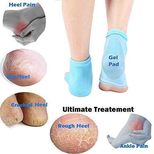 Kleva Kleva Heel Pain Relief Silicone Gel Pad Heel Protector Socks with Spa Botanical for Men and Women Cotton Socks (Multicolor)