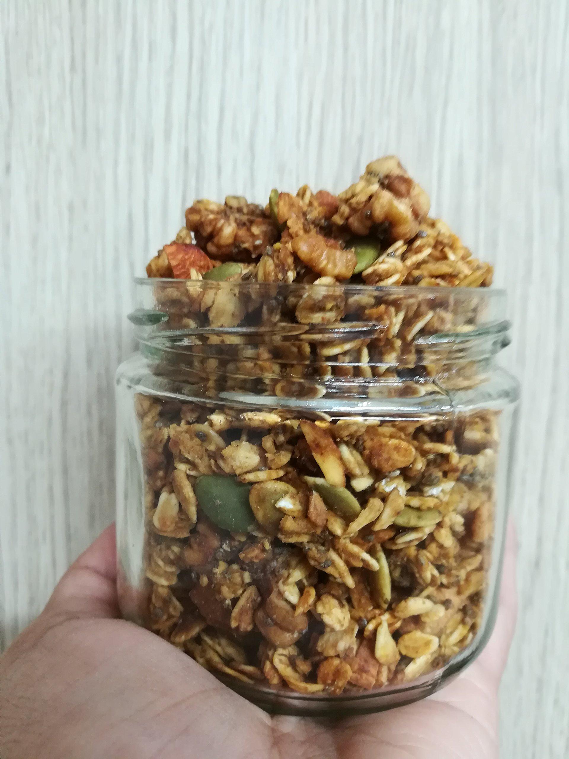 JAGGERY BOX JAGGERY BOX BANANA CHIA GRANOLA, All Natural Handmade Healthy Delicious Vegan Breakfast Cereal No Preservatives | Gluten free High Fibre Crunchy Muesli 500 Grams