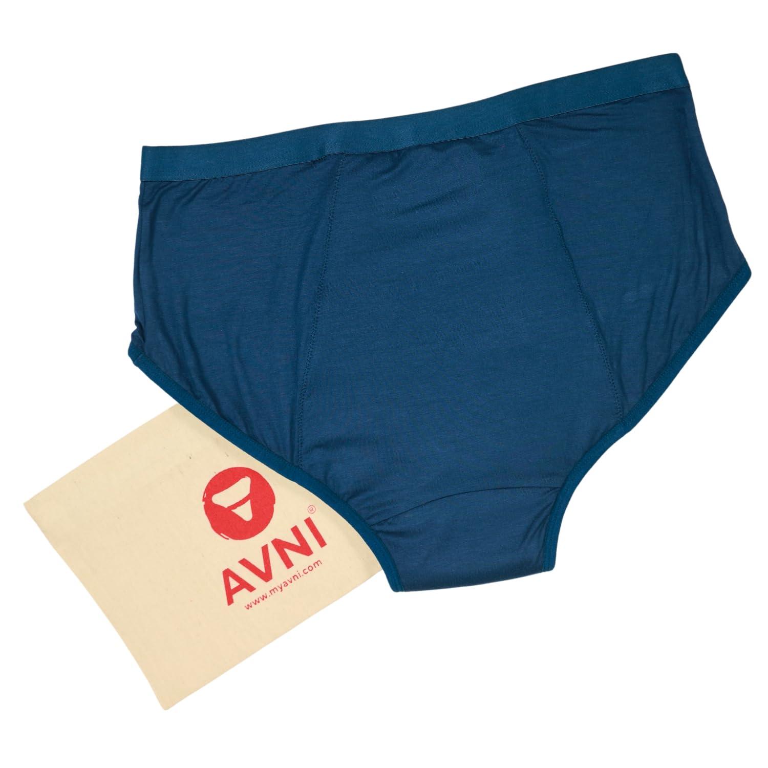Avni Avni - Washable Period Panty | Large Pack of 1 | Breathable Bamboo Fabric | Medium to Heavy Flow | Protection up to 10 hrs | No Leaks, No Stains | High Waist Underwear for Women | Reusable for 2 yrs