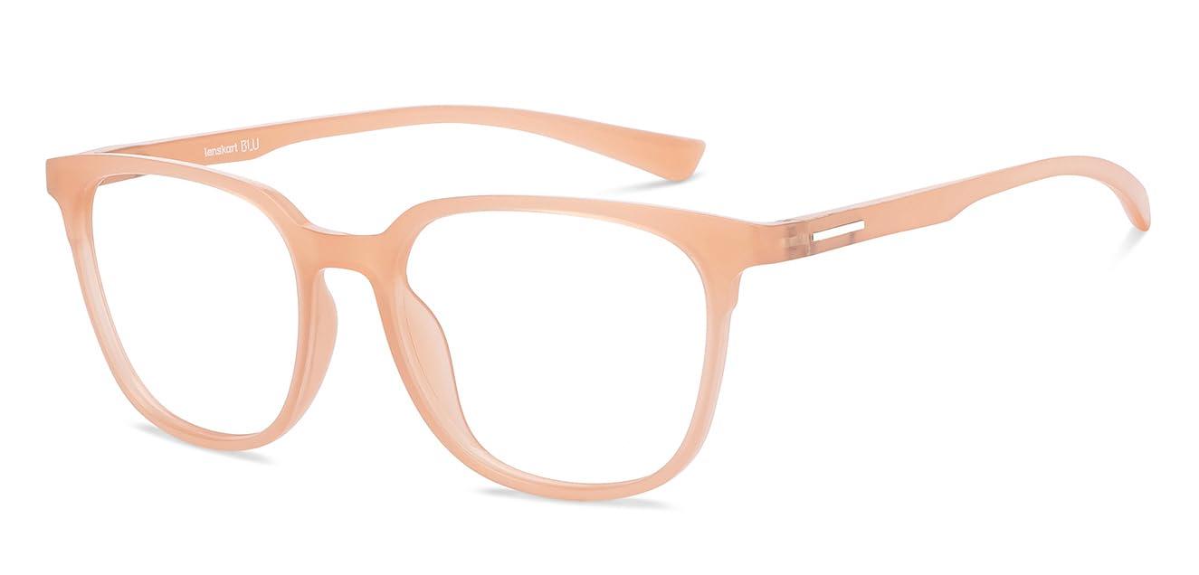 LENSKART BLU LENSKART BLU | Zero Power Blue Cut Computer Glasses | Anti Glare, Lightweight & Blocks Harmful Rays | UV Protection Specs | Orange | Men & Women | Large | LB E13740