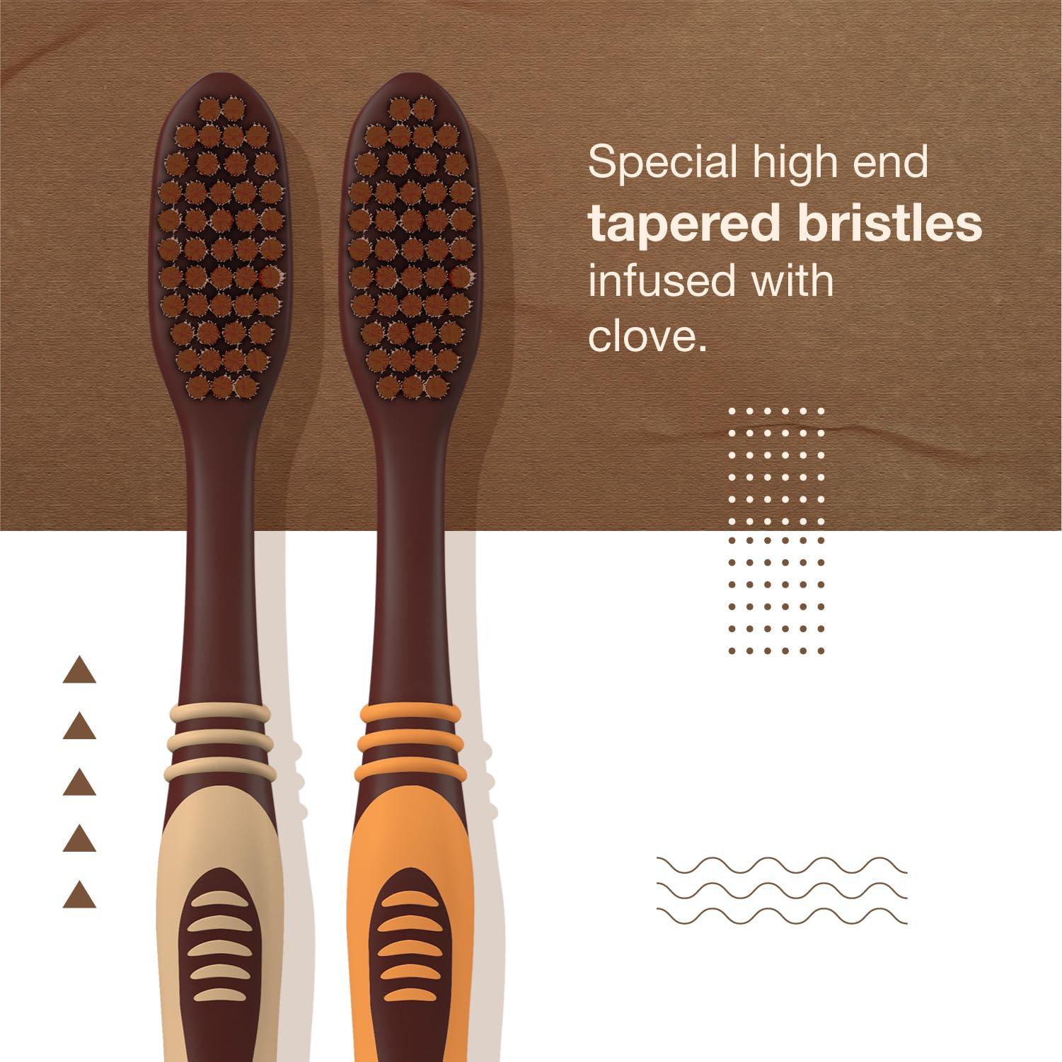 SensoProx SensoProx Unisex Adult Naturals Clove Toothbrush - Oral Care, Pack of 2, Orange & Brown