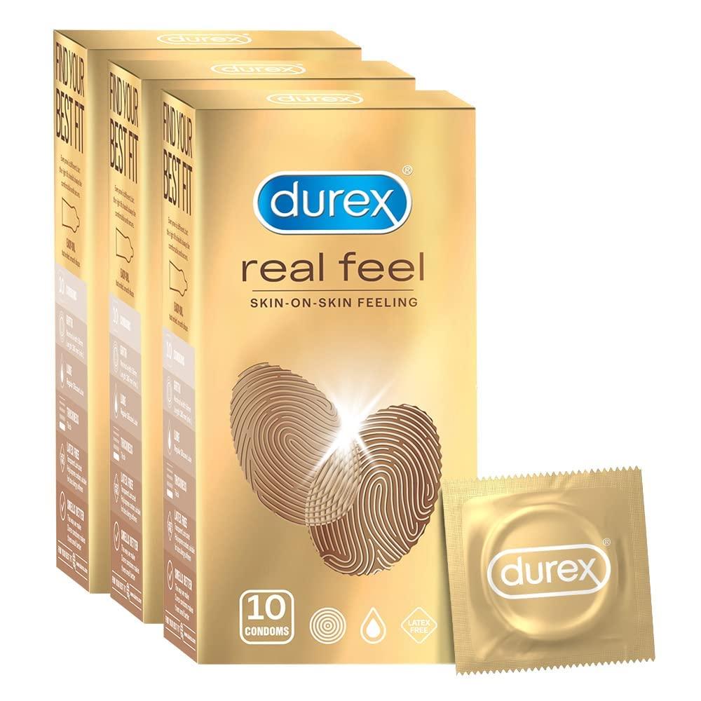 Durex Durex Real Feel Condoms for Men - 10 Count (Pack of 3)| Latex Free & Durex Extra Time Condoms for Men - 10 Count (Pack of 3)