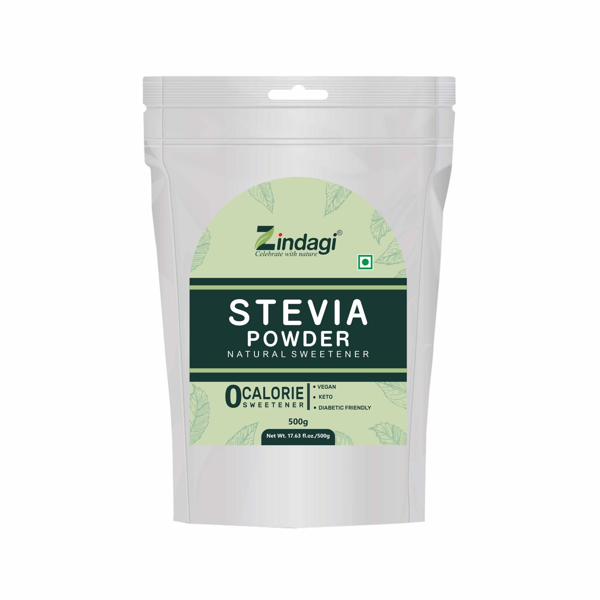ZINDAGI Zindagi Stevia Powder (Reb A 99%) Extract | Sugar Subsitute | Stevia Natural Sugar-free Powder In Bulk | 500 gm | Pack of 4