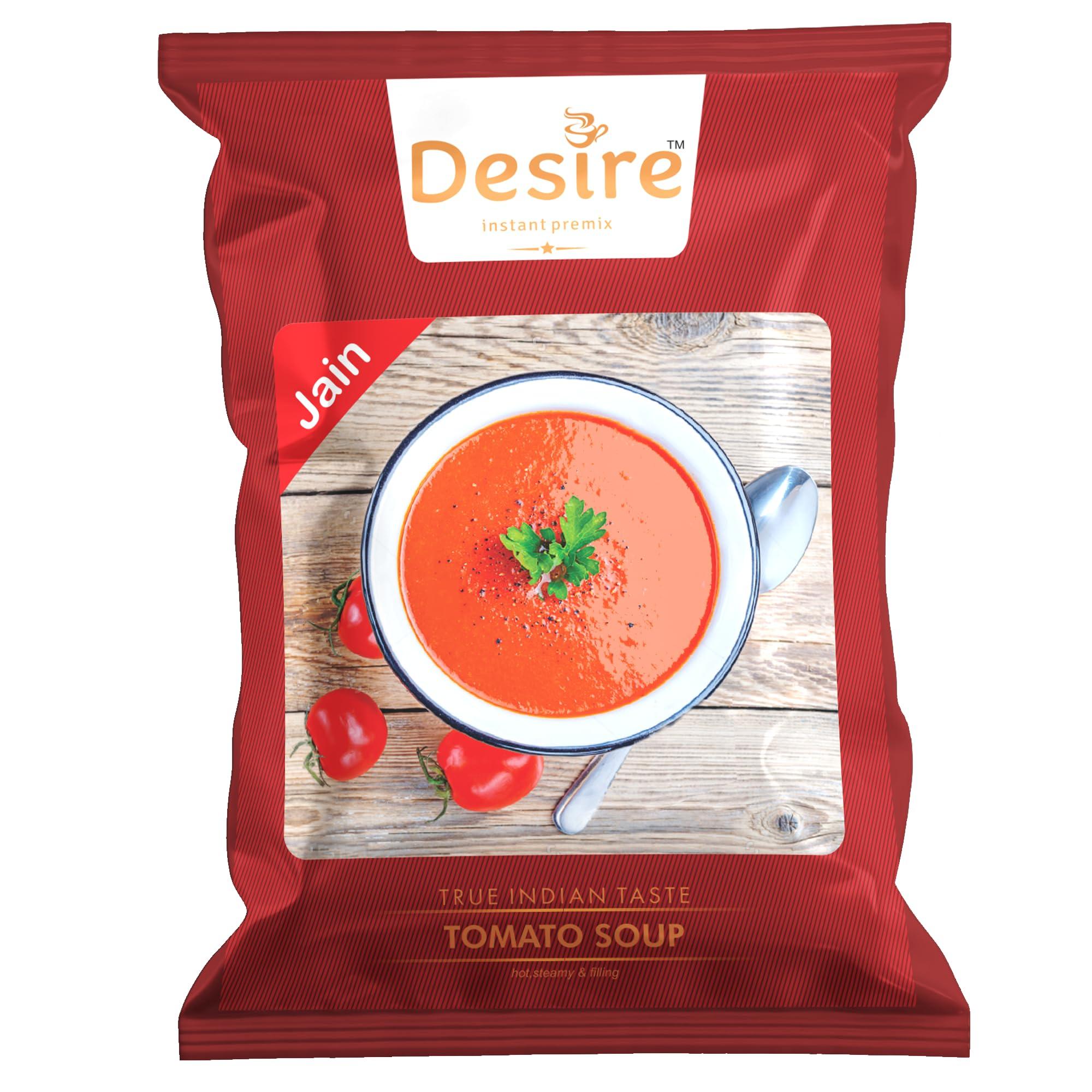Desire Desire Instant Premix Jain Food Tomato Soup Pack - Fresh Tomatoes 500g Readymade Soup Packet - Just Add Hot Water (Jain Tomato Soup)