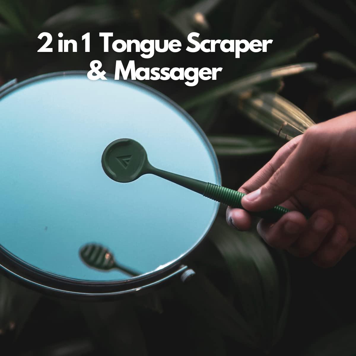 Age Ayurveda Age Ayurveda Nava Tongue Cleaner A Dual Sided Tongue Cleaner for Adults and Kids with Scraper & Massager (Red Pack of 2)