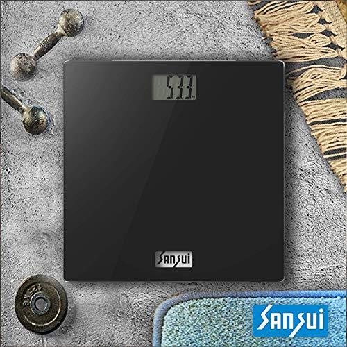 Sansui Sansui Digital Personal Human Body Weighing Scale, Bathroom Weight Machine with Large LCD Display, 150 kg (Black)