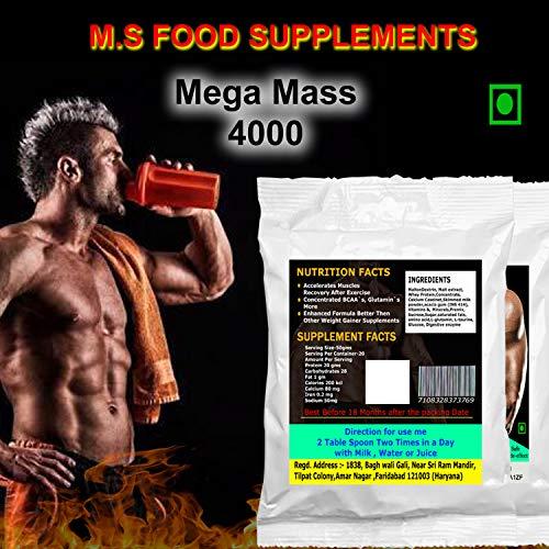 M.S. Food Supplements M.S. Food Supplements Mega Mass 4000 Powder weight gainer 1kg banana