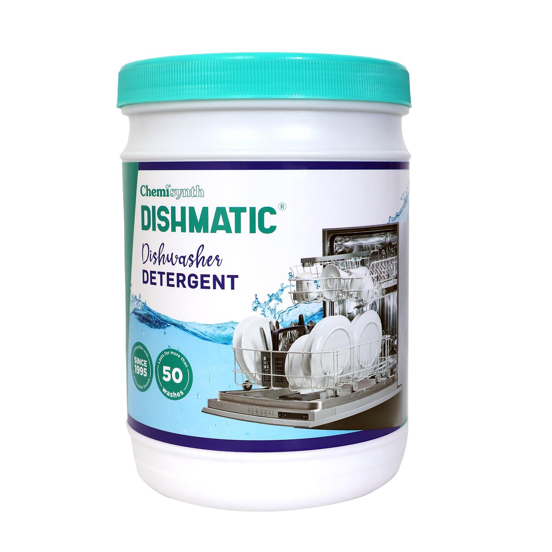 Dishmatic Dishmatic Dishwasher Detergent Powder and Rinse Aid Liquid (1kg + 250 ml) Combo Pack for Sparkling Clean Dishes | Compatible with All Dishwashing Machines