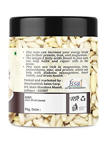 DHAWAK Dhawak Pine Nuts without shell, 200 Gms. | Chilgoza Dry Fruits [Jar Pack]