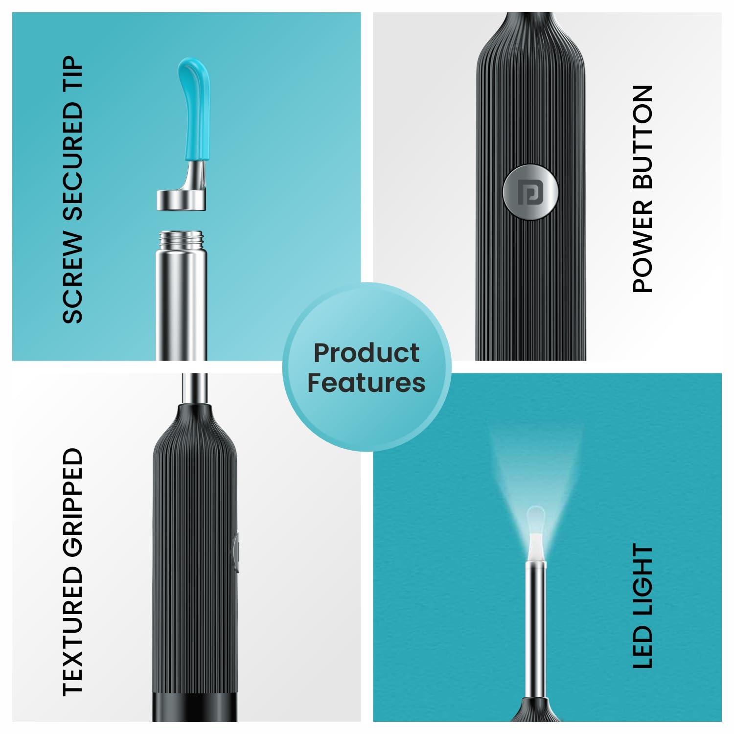 Portronics Portronics Cleansify Ear Endoscope Otoscope/Wax Cleaner with 1080p FHD Camera with Ultra fine 4.5mm Lens for Kids & Adults(Black)