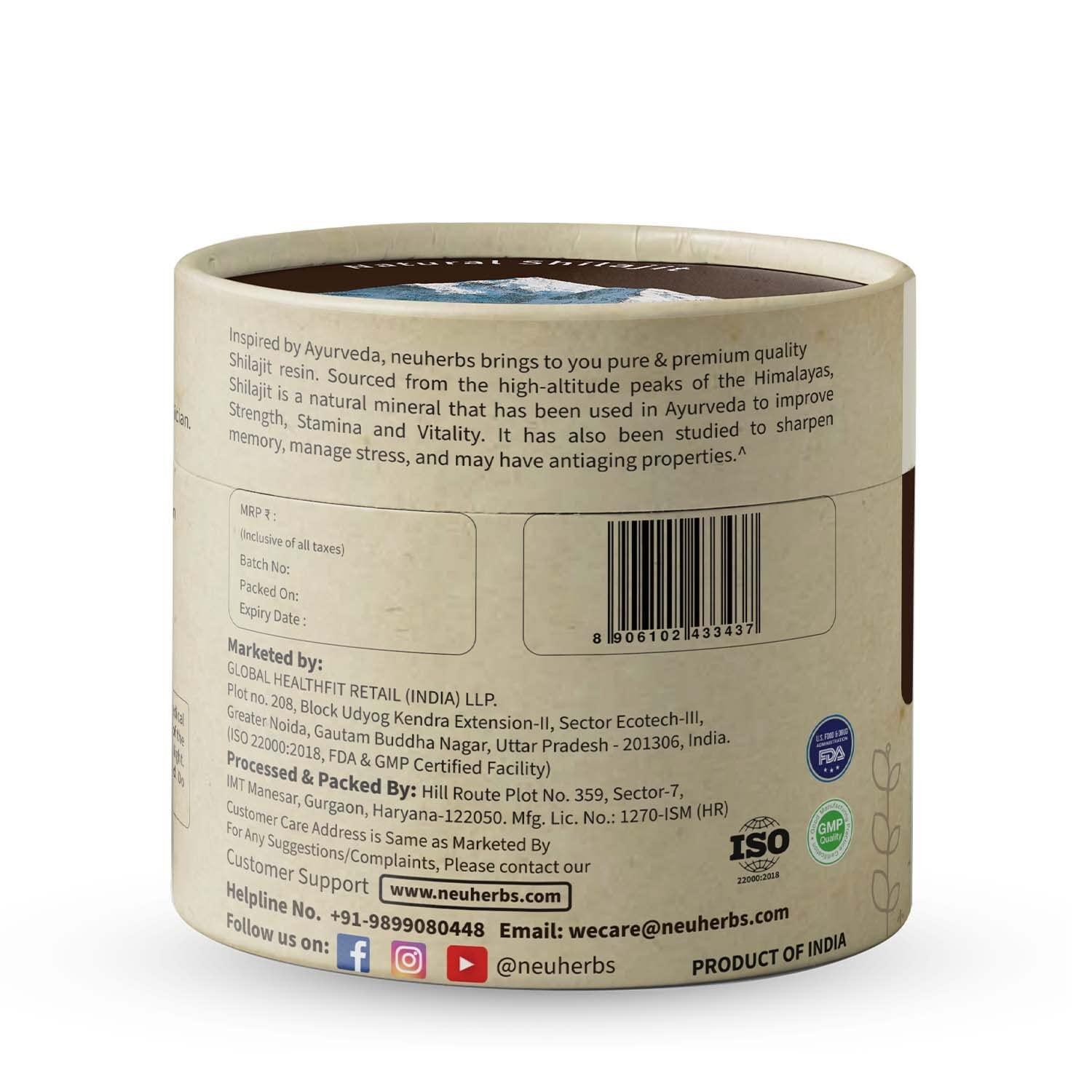 Neuherbs Neuherbs Shilajit - 30g |Himalayan Shilajeet Resin With 75% Fulvic Acid & 84 + Trace Minerals| Ayurvedic Original Shilajit for Endurance, Stamina and strength | Lab Tested for Purity.