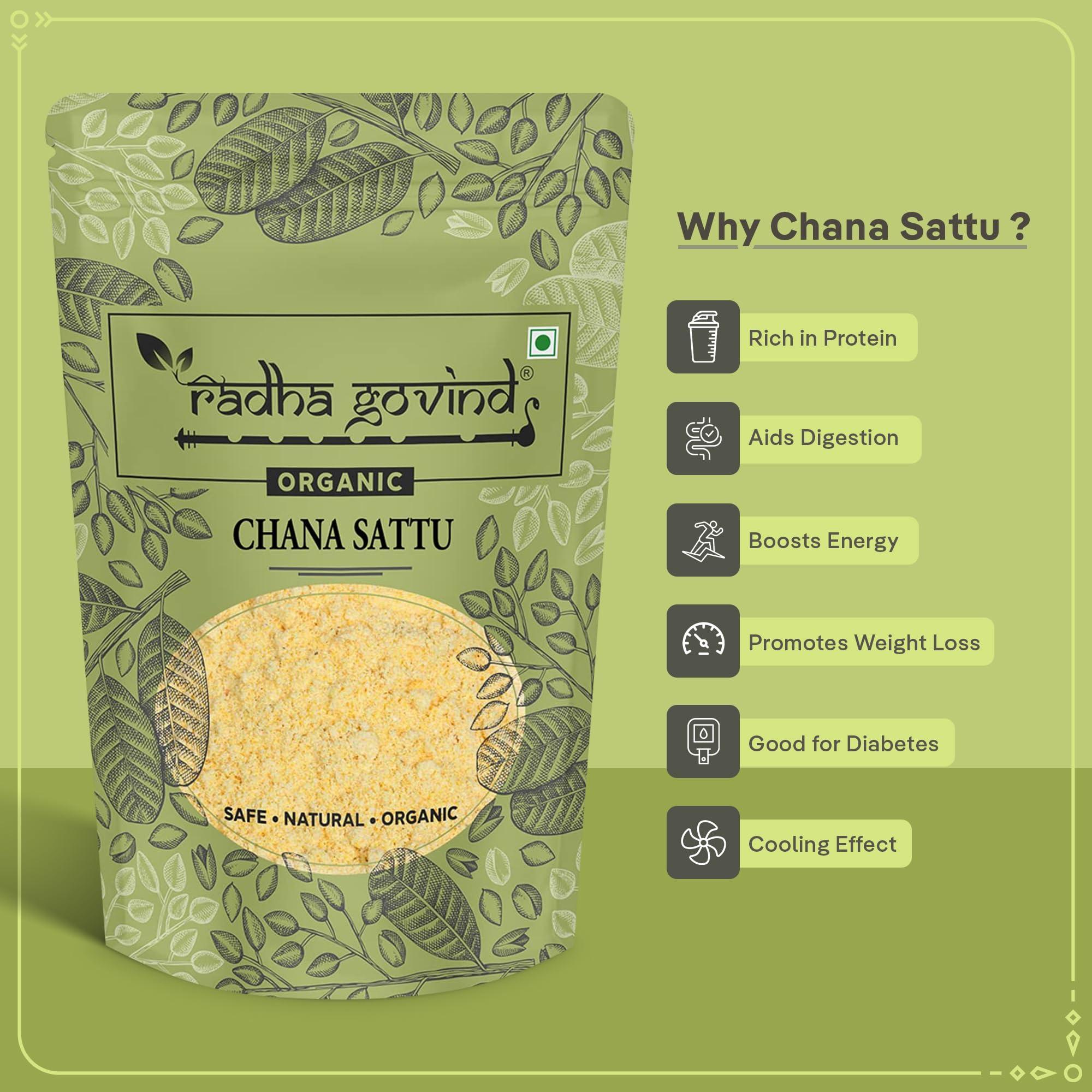 RADHA GOVIND Radha Govind Organic Chana Sattu Powder | Fiber-Rich Sattu 1Kg