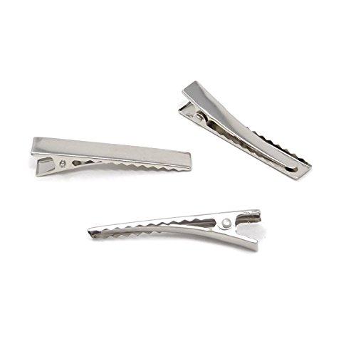 HONBAY Honbay 50PCS 4.5cm/1.77inch Silver Tone Single Prong Metal Alligator Hair Clip Flat Top with Teeth for Arts & Crafts Projects, Dry Hanging Clothing, Office Paper Document Organization,Hair Care