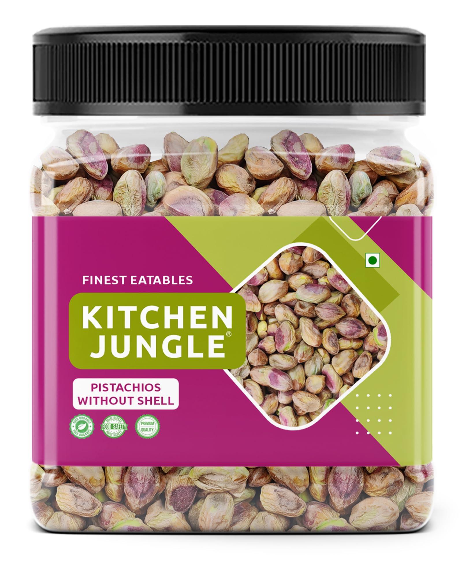 Kitchen Jungle Kitchen Jungle Pistachio Kernals Without Shell | Mota Pista | Bada Pista, Whole (250Gm Jar Pack Of 2)