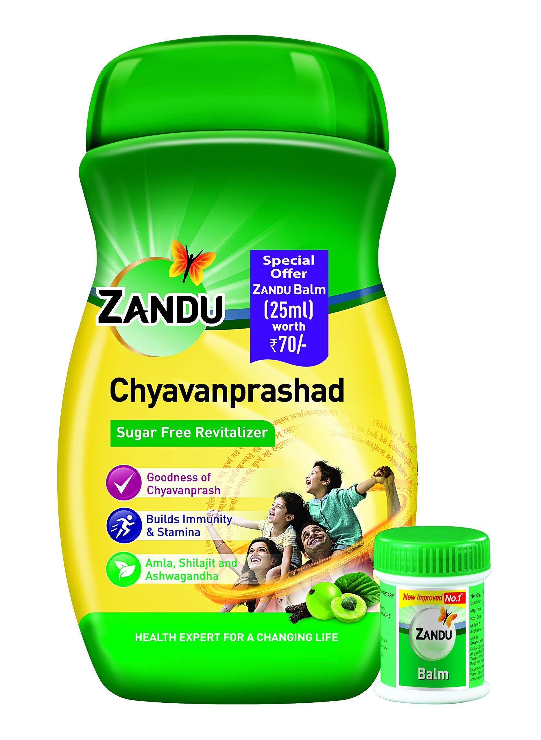 Zandu Zandu Chyawanprashad, Sugar Free Immunity Builder - 900 g with Zandu Balm -25 ml & Zandu Kesari Jivan - 900g