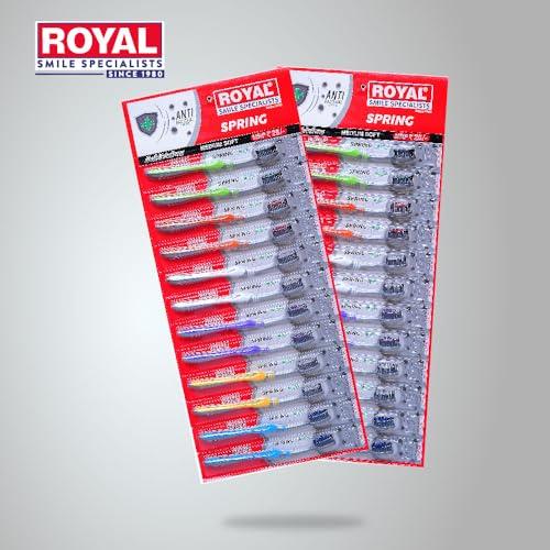 ROYAL SMILE SPECIALISTS Royal Spring Black Toothbrush with Medium Soft Bristles | Hang Card Pack of 12 for Big Families | Manual Toothbrush with Compact Brush Head & Firm Handle for Deep Cleaning (Pack of 12)