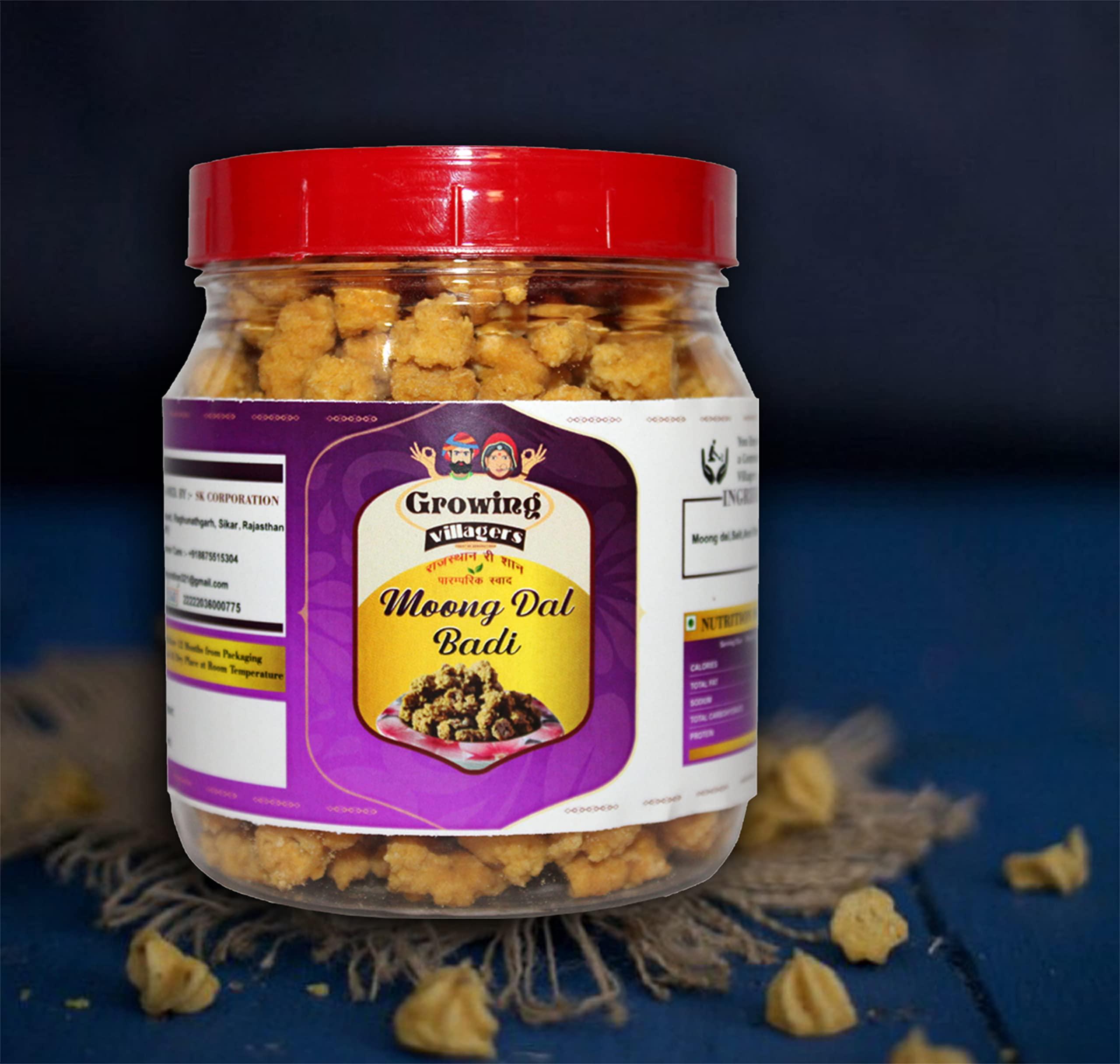 Growing Villagers Growing Villagers Homemade Wariyan Moong Dal And Urad Dal Mixed | Sada (Non Spicy) Mangodi | Jar Of 200 Grams