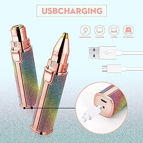 RIGOENT RIGOENT Portable Eyebrow Trimmer for Women, Epilator for Girl, Facial Hair Remover - Face, Lips, Nose Hair Removal Electric Trimmer (Multicolour) (2 IN 1 TRIMMER)