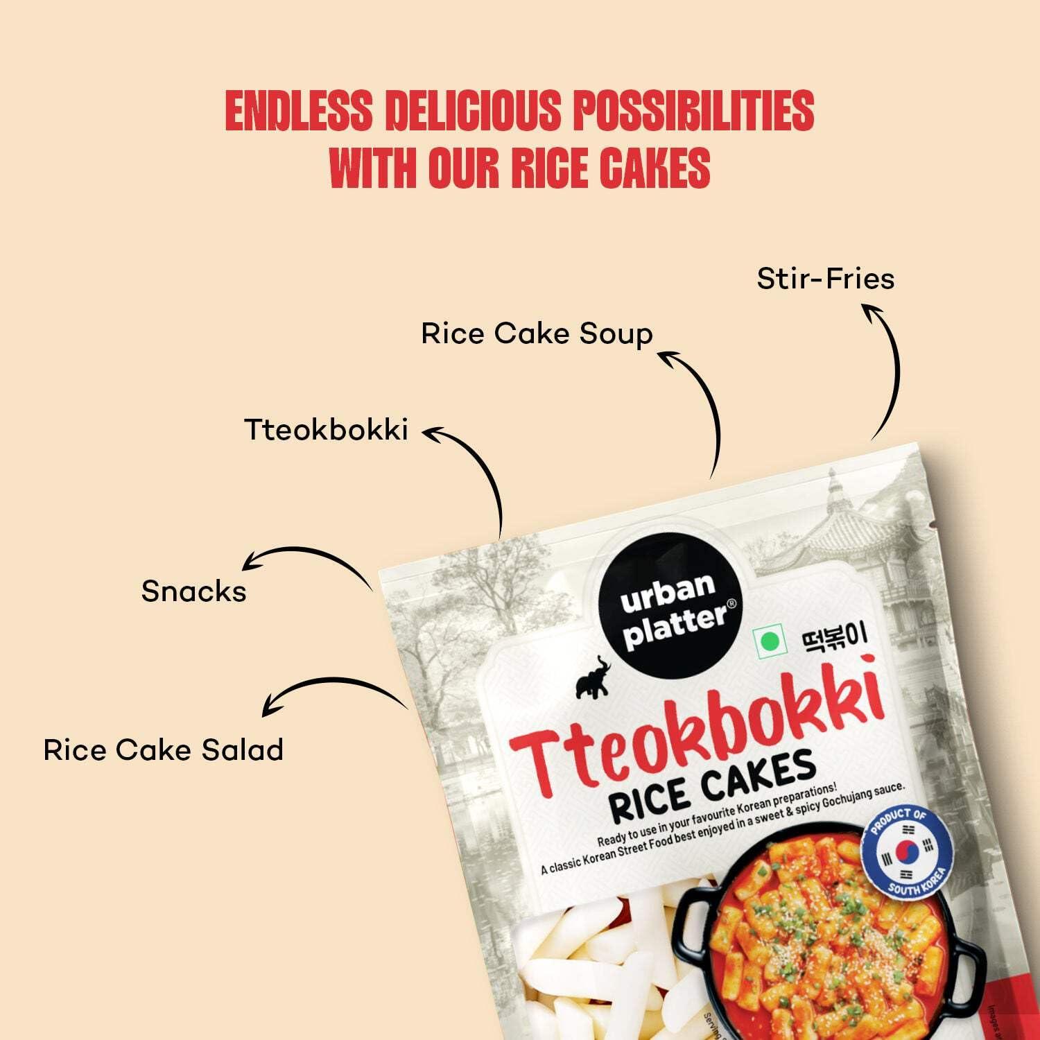 urban platter Urban Platter Classic Korean Tteokbokki Rice Cakes, 500g [Garaetteok, Korean Rice Sticks, Soft and Chewy]