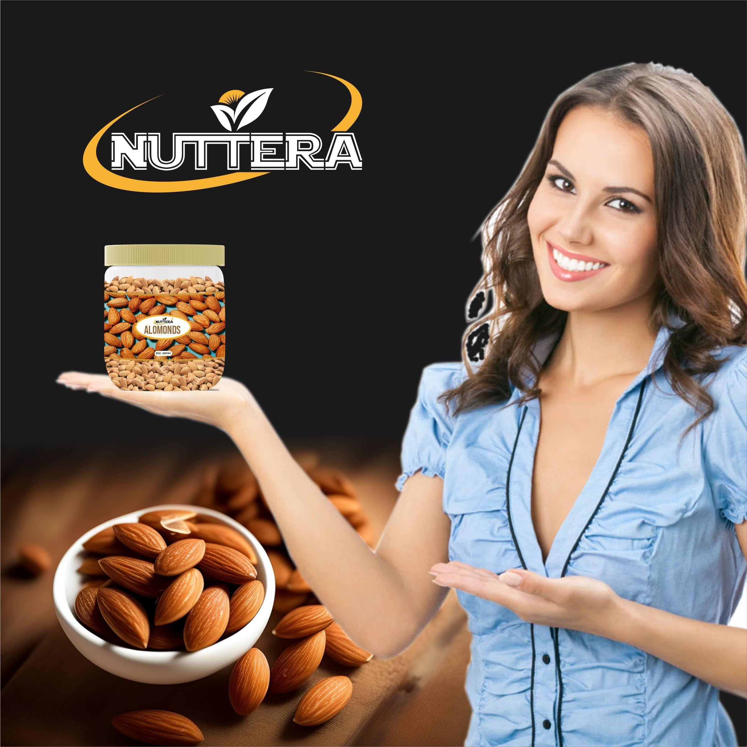 NUTTERA NUTTERA 100% Natural Premium Raw California Almonds 250 Gram | Dried | Nutritious & Delicious | Premium Badam Giri | High in Fiber | Rich in Vitamin E & Manganese | Dry Fruits | Whole Natural Badam