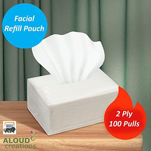ALOUD CREATIONS ALOUD CREATIONS Facial Tissue Refill Pack | Car Tissue Refill | Disposable Facial Tissues | Travel Size Pack for Car & Purse | 2 Ply | 100 Pulls in Each Packet | Pack of 24 | Total 2400 Pulls