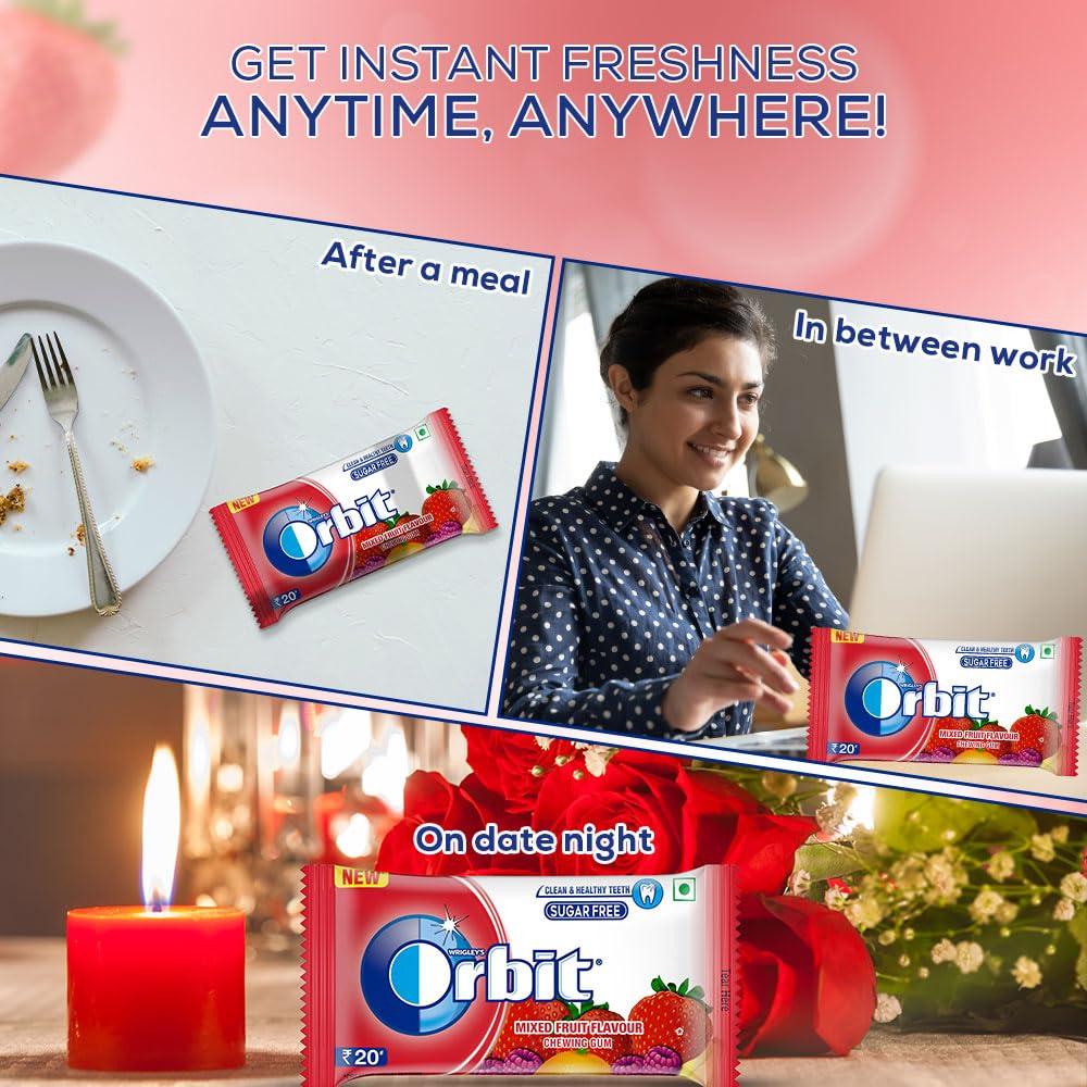 Orbit Orbit Sugar Free Chewing Gum Pack | Mixed Fruit Flavour Gum | Chewing Gums for Clean and Healthy Teeth | Easy to Carry and Pocket Friendly | 9.9 g | Pack of 30