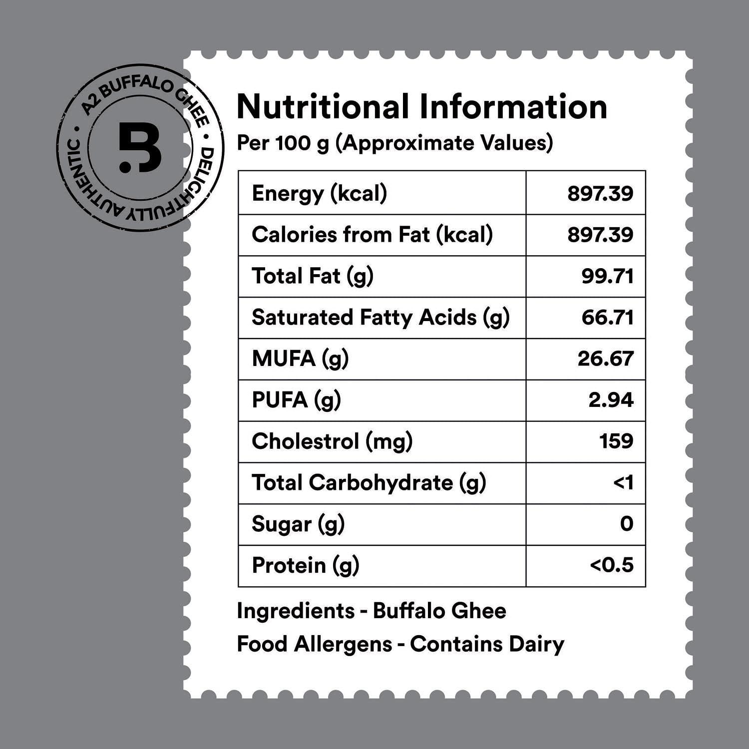 Barosi Barosi Premium Buffalo Ghee 1 Litre (Combo Pack of 2 * 500ml) | Vedic Bilona Method | Churned from Curd | Pure & Natural | Farm Made in Small Batches | Glass Jar Packing