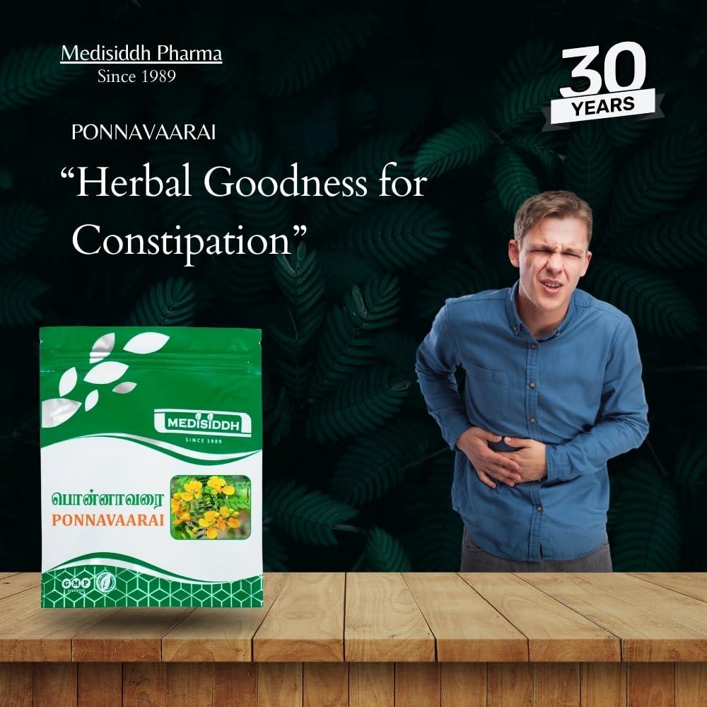 MEDISIDDH Medisiddh Ponnavarai Chooranam 50 Gms Pack of 2, Coffee senna, Kasaunda, Kasamarda, Thangedu, Mattantakara, Kolthogache, Controls Constipation,Skin fissures,Scabies, Rashes,Wasp sting.