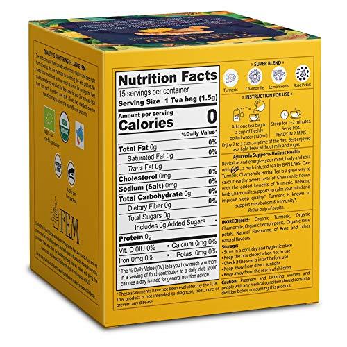 CARE CARE Turmeric Chamomile Herbal Tea - 60 Tea Bags | Pack of 4 (15pcs X 4 Pack) | Chamomile Green Tea | Chamomile Herbal Green Tea