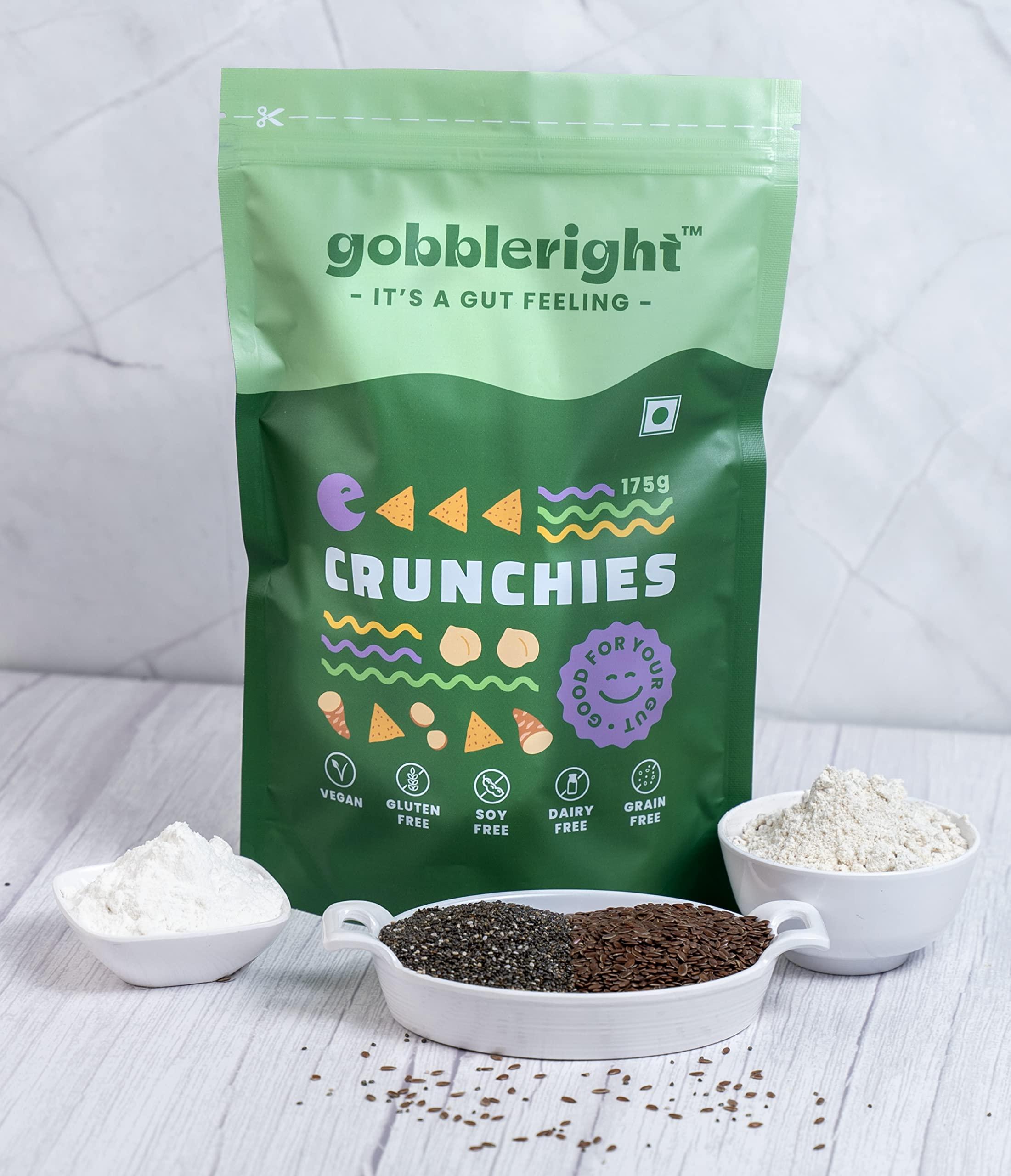 GOBBLERIGHT gobbleright Crunchies - Pack of 1/Nacho Tortilla Style Chips/Gluten Free, Vegan,Dairy free, Soya free, Grain free (80 Gm Per Pack)