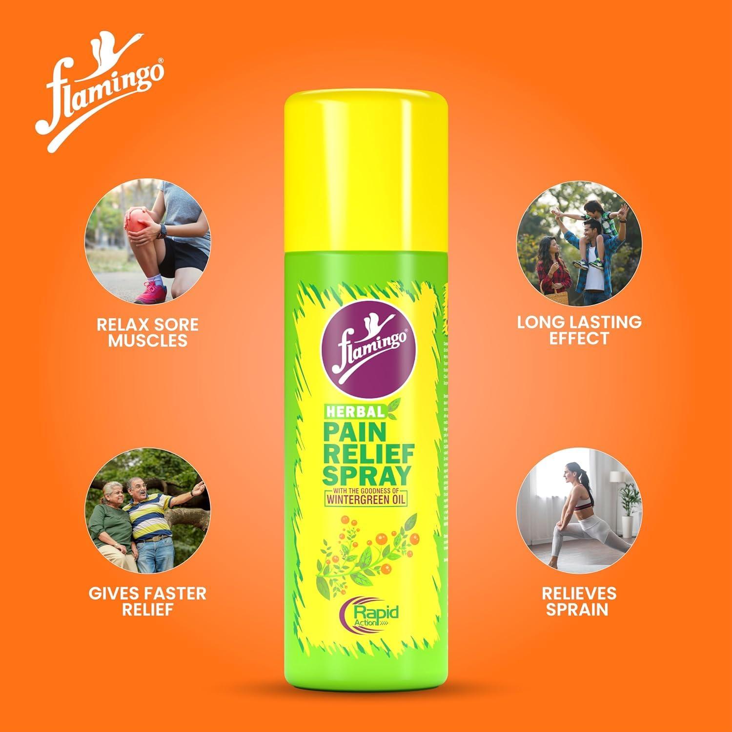 Flamingo Flamingo pain Spray 100g with Flamingo Herbal Pain Spray 40g X 2