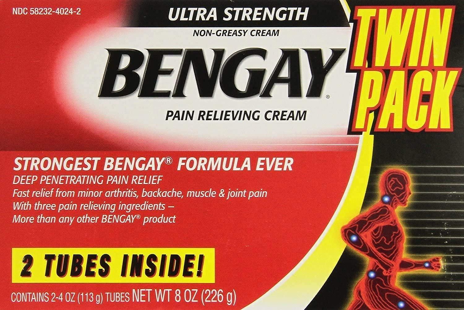 YACHT MAN B&B Bengay Ultra Strength Pain Relieving Cream Twin Pack 4 oz Tubes - Pack of 2