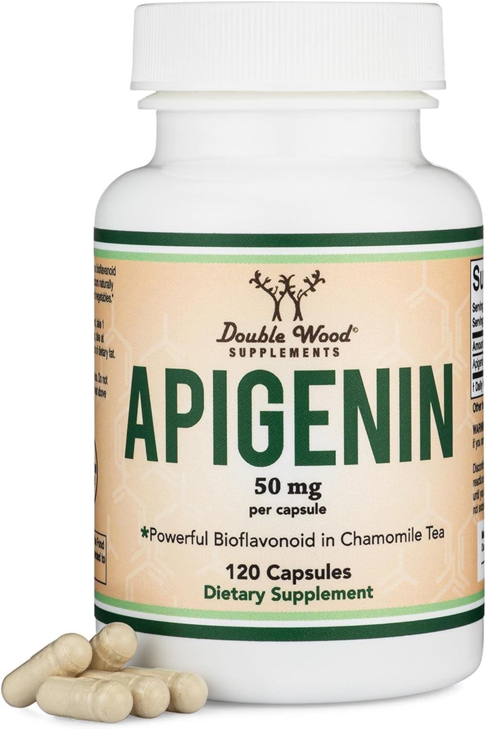 ATHINIKA NUTRITION Apigenin Supplement - 50mg per Capsule, 120 Count (Powerful Bioflavonoid Found in Chamomile Tea for Relaxation, Sleep, and Mood) Senolytic Flavonols for Aging (Gluten Free)
