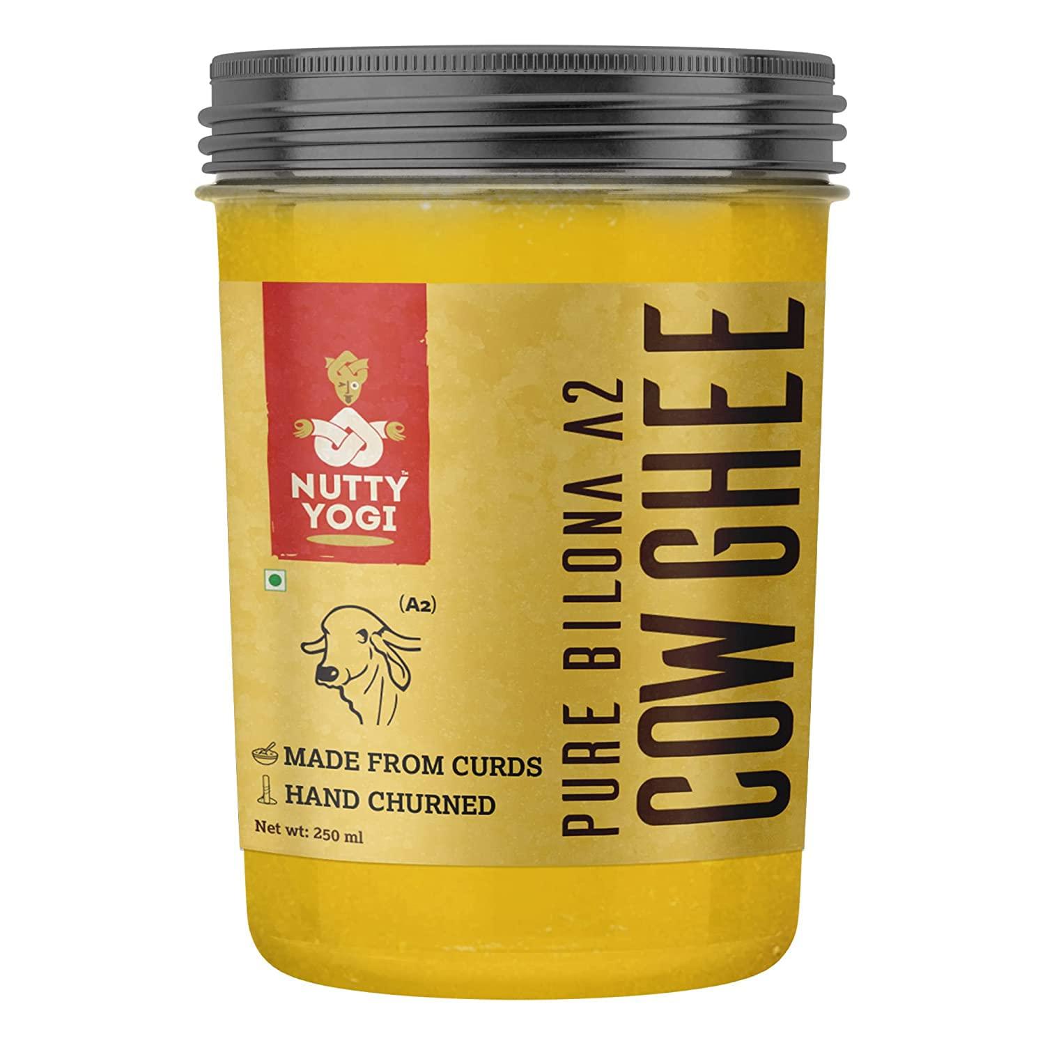 NUTTY YOGI Nutty Yogi Pure Bilona A2 Desi Cow Ghee 250ml | 100% Natural & Organic Ghee l Grassfed, Cultured, Premium & Traditional Ghee | Immunity Booster | Pure Ghee Handmade in Small batches I Bilona Method