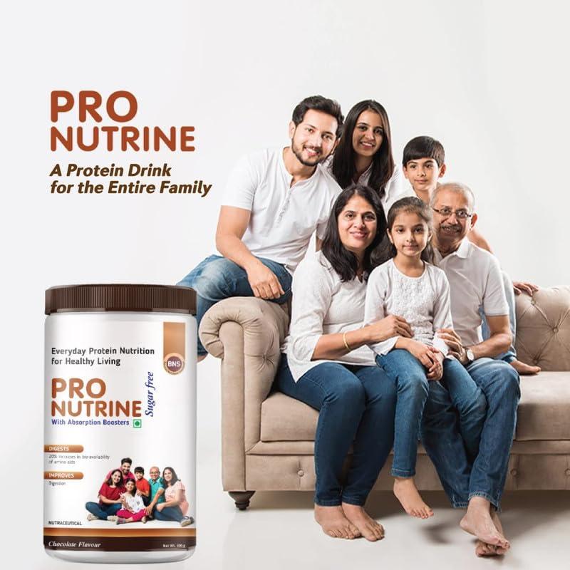 PRO NUTRINE PRO NUTRINE Chocolate Protein Powder for Family | Helps in Improve Muscle Growth, Digestion | Zero Refined Sugar | Energy Booster for Family | Premium Supplement Whey Protein - 600g