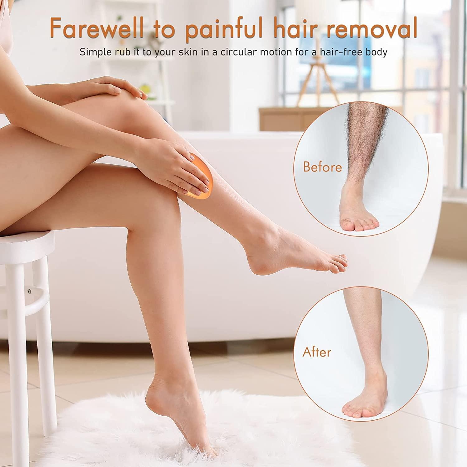 fabulouster Crystal Hair Eraser, Painless Hair Removal Tool for Legs Back, Arms, Crystal Hair Remover, Really Fast & Easy Exfoliate Hairo Crystal Hair Eraser for Men and Women (2PCS Pink+Gold)