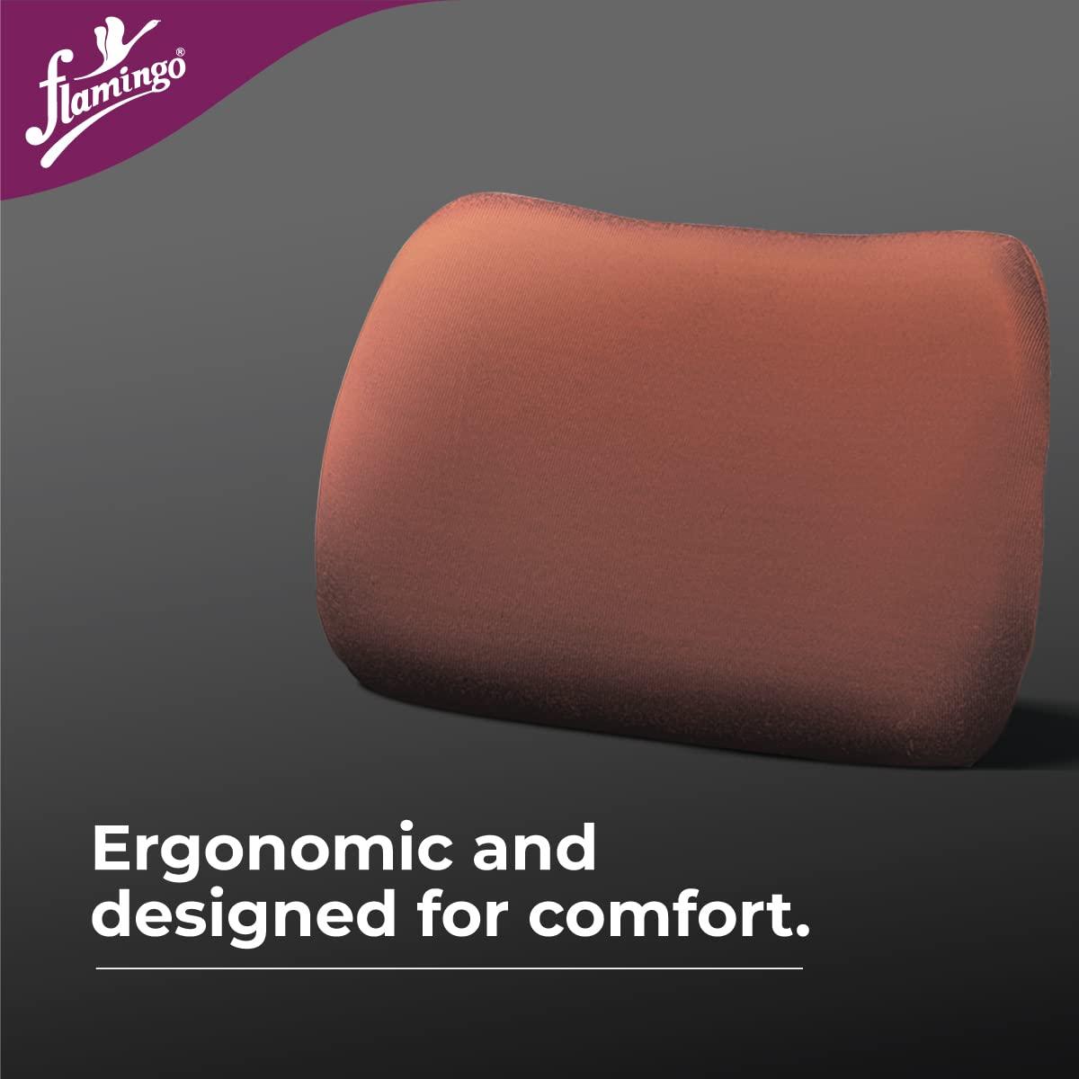 Flamingo Flamingo Orthopedic Backrest Pillow | Memory Foam Back Rest Cushion for Pain Relief | Lumbar Support Backrest Cushion for Office Chairs & Cars | Maroon | Small