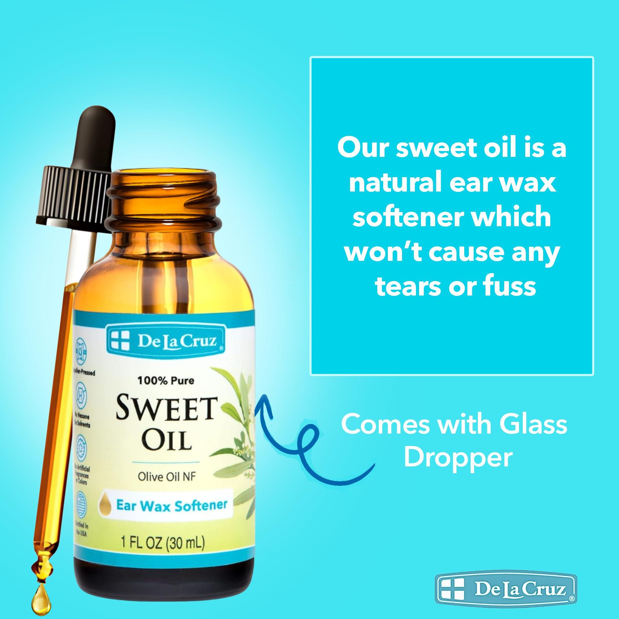 De La Cruz De La Cruz 100% Pure Sweet Oil, for Softening Ear Wax, Bottled in USA, 1 FL. OZ.