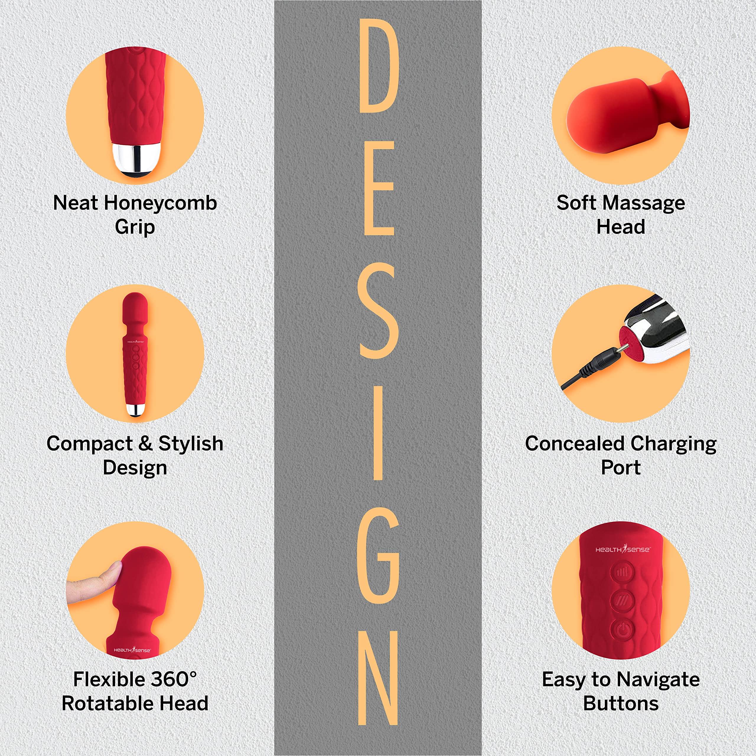 HealthSense HealthSense Cordless Full Body Massager Machine for Pain Relief, Handheld Back Massage Machine with Medical Grade Silicone, Fast Charging, 8 Speeds, 20 Modes & 1 Year Warranty - Magic-Vibe HM 260