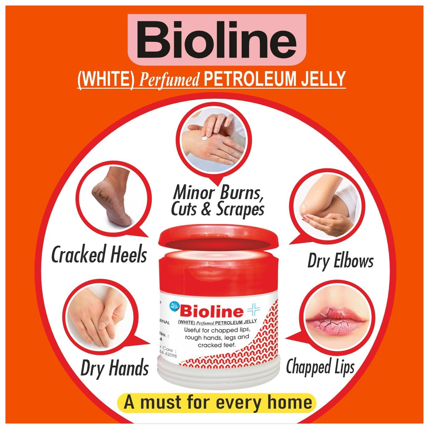 BIOLINE Bioline White Perfumed Petroleum Jelly, Moisturizing & Soothing Cream For Chapped Lips, Rough Hands, Legs & Cracked Feet - (400 g)