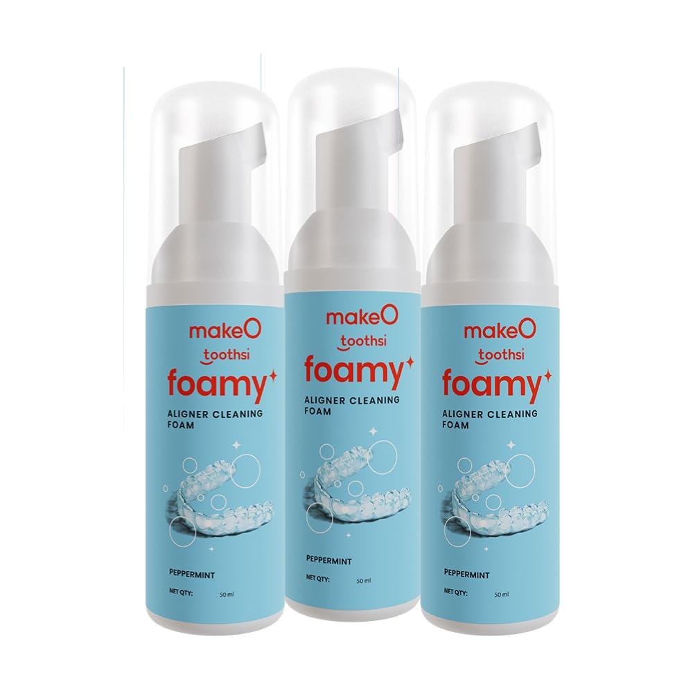 Toothsi Toothsi Foamy Aligner Cleaning Foam | Peppermint Flavor | Antibacterial Formula - Dentures, Retainers & Aligners | Odour-Free | Oral Foam for Retainer Cleaner | Easy & Portable | Pack of 3 (50ml each)
