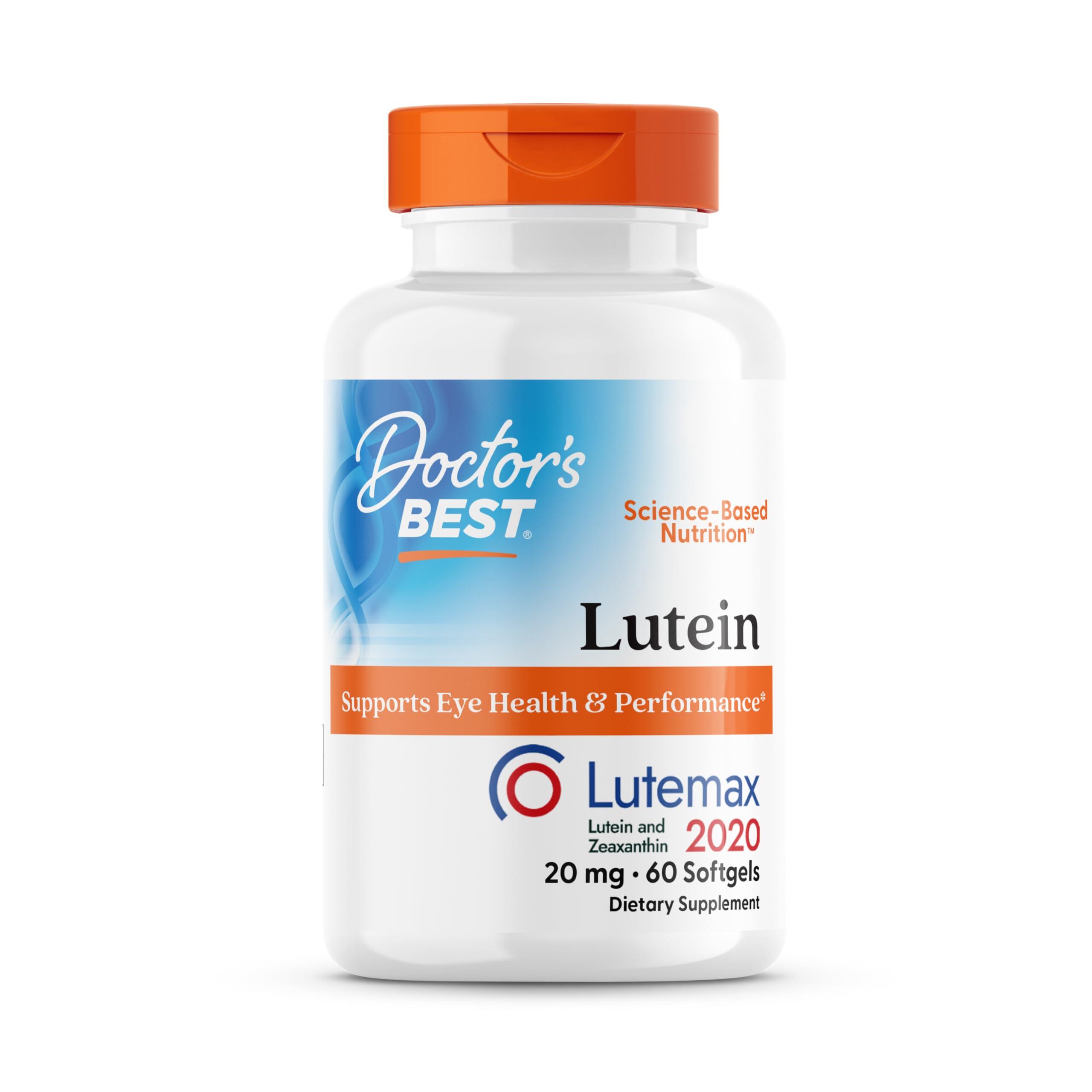 Doctor\'s BEST Doctors Best Lutein Featuring Lutemax and Meso-Zeaxanthin Supplement 20 mg (Support Visual Function) - 60 Softgels