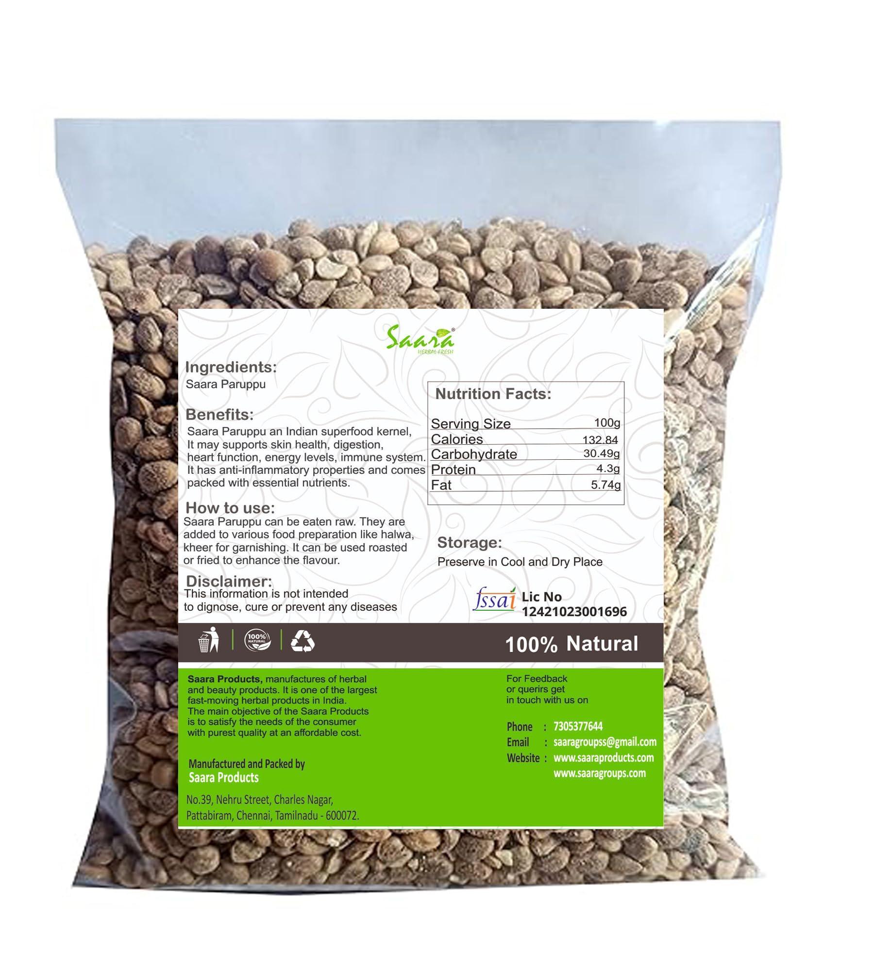 SAARA SAARA Herbal Fresh Sara Paruppu,150Gm, Chironji, Mural Maram, Cheronjee, Korka, Charoli,(Pack Of 1 X 100Gm, Pack Of 1 X 50Gm)