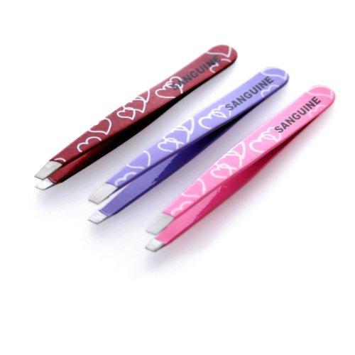 Sanguine Red-Hearts : Professional Eyebrow Tweezers, Slanted, Hair Removal Tweezers, Red Heart Tweezer (Red-Hearts)